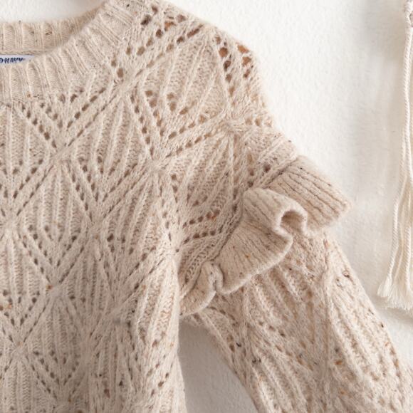 Old Navy Sweater Set To Taupe Wool Blend Pointelle Pullover Size Small - Picture 5 of 8